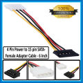 Molex 4-pins LP4 Male to SATA 15-pins Power Adapter Converter Cable Cord for ATX 12V/5V and Hard Drive Disk HDD / SSD ,Cable 6 inches. 