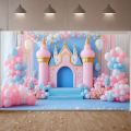 Foldable Photography Backdrop Floral Seamless Lightweight Castle Banner Washable Versatile Balloon Banner for Birthday. 