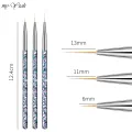 Monja 3Pcs/Set Nail Art Acrylic Transparent Handle Stripes Lines Liner Drawing Brush Pattern Design Painting Pen Manicure Tool. 
