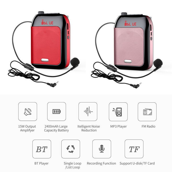 Portable%20Voice%20Speaker%20Amplifier%20for%20Teachers%20with%20wi-rel-ess%20Microphone%20Headset%20Waistband%20Rechar-geable%20Personal%20b-t%20Speaker%20Support%20Music%20Recording%20FM%20Ra-dio%20for%20Classroom%20Meeting%20Training%20Tour%20Guides%20Promotions%20Singing%20-%20Image%202