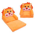 Foldable Kids Sofa Soft Flip Open Cartoon Animal Toddler Couch Orange 2 Layers. 