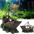 Aquarium Ornament Wreck Sunk Ship Sailing Boat Destroyer Fish Tank Cave Decor AITENG. 