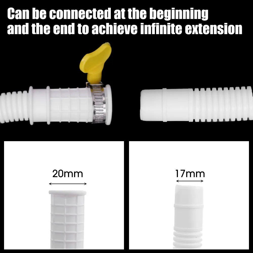 Gadpiparty 2M Flexible Inlet Drain Hose Extension – PE/ABS Pipe For Air Conditioners & Semi-Automatic Washers (with Stainless Steel Clamp)