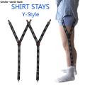Mens Y Shape Adjustable Elastic Shirt Holders Straps Sock Non-Slip Clamps Leg Suspenders Shirt Stays Garters. 