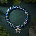 Classic Turkish Lucky Evil Eye Bracelets for Men Women Blue Evil Eye Palm Butterfly Pendant Beads Bangles Handmade Charm Jewelry. 