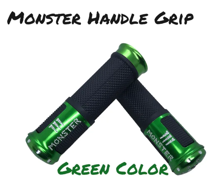 1 Pair MONSTER Motorcycle Handle Grip , High Quality Universal Handle Grip / Handle Bar Green Color