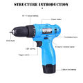 Electric Drill Cordless Rechargeable Screwdriver With Carrying Case 2 Li-Ion Battery Drill. 