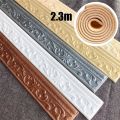 【Miga Plaza】2.3m 3D Wall Skirting Wallpaper Border Waterproof Wall Border PE Foam Self-Adhesive Modelling Trim Flexible Molding Ceiling Border Line Wall Sticker Interior Decoration. 