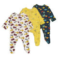 3 Pieces Baby Sleep Suit Multi Color Printed 3-6months. 