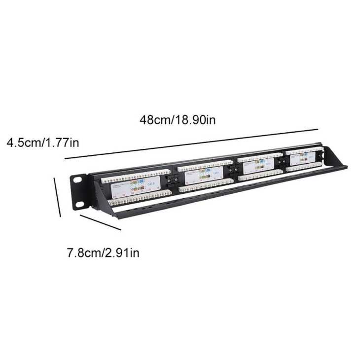 24-Port CAT6 Patch Panel Rackmount LAN Ethernet Metal Stamping Network Cable HGP