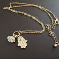 Fatima Palm Necklace Evil Eye Hamsa Hand Chain Pendant Jewelry For Women. 