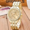Luxury Women Gold Stainless Steel Quartz Watch Casual Fashion Ladies Wrist Watches Rhinestone Gift Woch Rose Silver. 