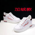 Women's White Shoes Height Increasing Insole New Women's Thin Shoes White Lace-up Korean Style Casual Fashion All-Matching Wedge Student. 