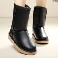 Thickened Women's Non-Slip Mid-Calf Bristle Snow Boots Korean Style Student Leather Short Warmth Retention Material Shoes and Boots Waterproof Winter ˆ. 