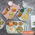 6 Piece Wheat Straw Plastic Divided Plates for Baby,Microwave & Dishwasher Safe, BPA Free, Eco Friendly & Reusable Plates, Cups, Fork, Spoon, Bowls and Chopsticks, Great for Kids and Toddler. 