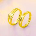 C S D B  Gold Plated Couple Rings Wedding Ring Set Women and Men Love Carved Engagement Valentines Gift [ Size : Adjustable ] { Comes With BOX }. 