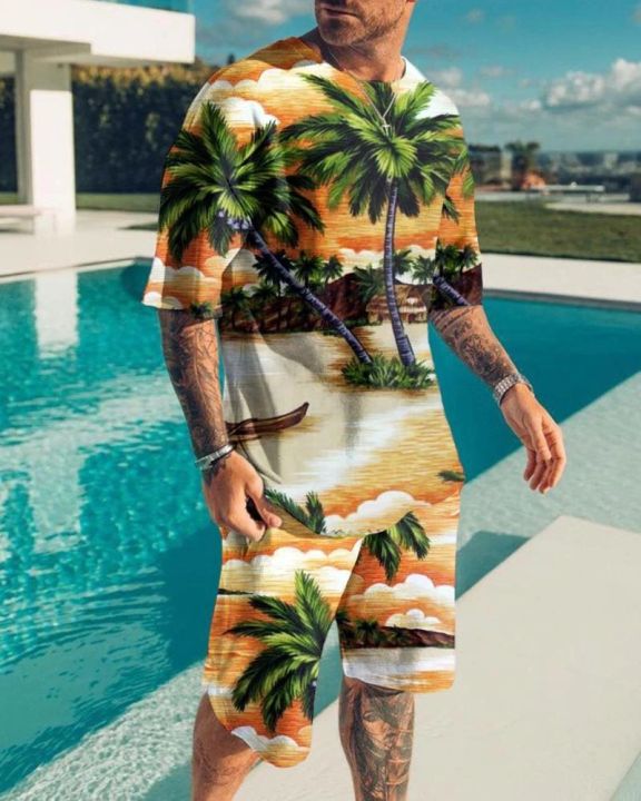 Hawaii%20Men's%20Clothing%202%20Piece%20Set%20Sports%20Suit%20Oversized%20T-shirt%20Hip%20Hop%20Swimming%20Pants%203D%20Streetwear%20Casual%20Tracksuit%20-%20Image%202