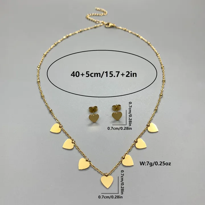 3-piece%20Fall/Winter%20New%20Fashion%20Temperament%20Ladies%20Stainless%20Steel%20Smooth%20Love%20Necklace%20Earrings%20Christmas%20Halloween%20Date%20Gift%20-%20Image%206