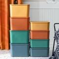 1/2 Pcs Plastic Storage Bins, Stackable Baskets with Lid and Handle,Colorful Desktop Box Cubby Containers. 