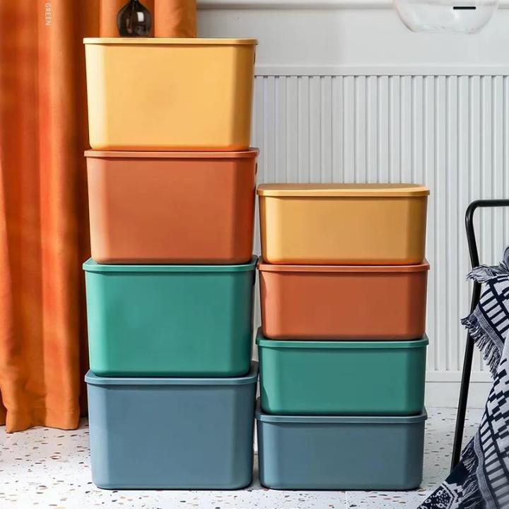 1/2%20Pcs%20Plastic%20Storage%20Bins,%20Stackable%20Baskets%20with%20Lid%20and%20Handle,Colorful%20Desktop%20Box%20Cubby%20Containers%20-%20Image%202