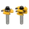 2 Set 1/2 Inch Shank Router Bit T-Slot & T-Track Slotting Tenon Cutter Tool Tongue and Groove Set,Router Bit Set,Wood Door Flooring 3 Teeth Adjustable. 
