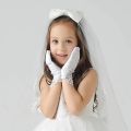 1Pair Girls Gorgeous Satin Fancy Lace Gloves for Special Occasion Dress Formal Wedding Party. 