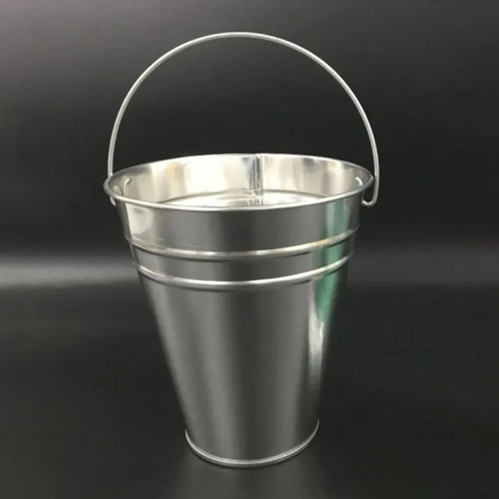 Metal Bucket With Handle Non-Slip Rustic Stackable Display Artificial ...