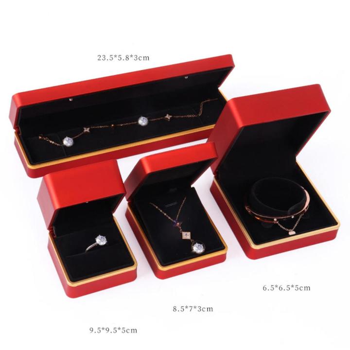 Gold Edge LED Light Jewelry Box Necklace Box Bracelet Jewelry Box Earring Box Ring Box Gold Jewelry Box Packaging Box