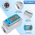 Digital Turbine Water Flow Meter Digital LCD Display Flow Meter with NPT Counter and FNPT Thread Gas Oil Fuel Flowmeter (1 Inch). 