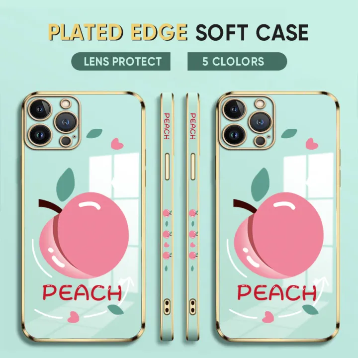 Luxury%206D%20Plating%20Case%20for%20iPhone%20X%20Phone%20Cases%20Cartoon%20Simple%20Peach%20Side%20Print%20Soft%20Silicone%20Square%20Back%20Cover%20-%20Image%202