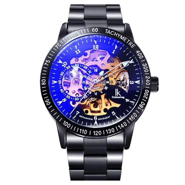 Montre Femme Marque de Luxe IK Colouring Men Allochroic Glass Skeleton Auto Mechanical Watch Wristwatches Free Ship