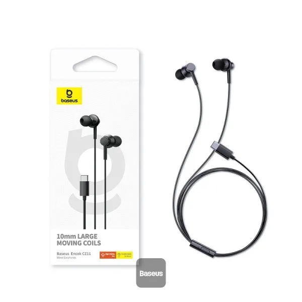 BASEUS  EARPHONE  - CZ11 TYPE C BLACK 