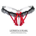 Female Underwear Lace s open croth Pants Pearl massage G-String for Women Breathable Summer panty. 