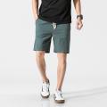 Yfashion Men Cotton Shorts Solid Color Cotton And Linen Loose Casual Large Size Summer Beach Cropped Pants with Pockets color. 