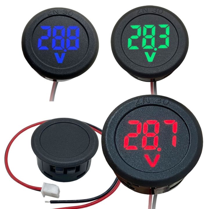 DC5-100V Digital Voltmeter LED Digital Display Circular Voltmeter Car Voltage Current Meter Volt Detector Tester Monitor Panel