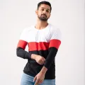 Long Sleeve T Shirt White,Red & Black -03 Tone Full Sleeve Men's T Shirt New Style Material 190GSM.. 