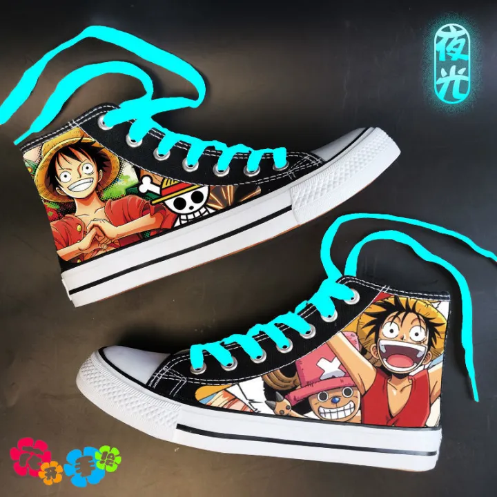 Spring Luminous Naruto High-Top Canvas Shoes Male Students Stylish Sneaker Boys Anime Boy Shoes Breathable
