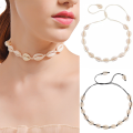 Adjustable Summer Beach Style Natural Sea Conch Braid Chain Seashell Necklace Choker For Women Men Kids. 