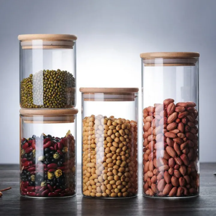 Glass Jar with Bamboo Lid Sealed Canister Food Storage Bottles Container Storage　XINYAN