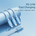 CAFELE 27W 3 IN 1 Fast Charging Cable Type C To Lightning Cable For iPhone 13 14 Pro Max USB C Cable For iPhone 15 16 Xiaomi GT6. 