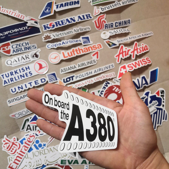 55 Pcs/lot Airline Logo Toys Waterproof Cool Airline Airplanes Paper ...