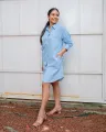 Arden Button Down Dress -Powder Blue. 