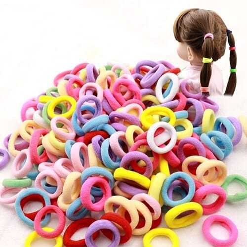 50  Pcs Girls Multi Color Small Hair Tie Band Hair Accessories Elastic Hair Bands Ponytail Holder Small Wool Bands