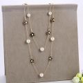 Woman's Camellia Flower Pendant Long Pearl Necklace For Woman Gift Multiple Ways of Wearing Sweater Chain Jewelry. 
