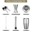 6 Pieces/Set Cocktail Shaker, 25 Oz Martini Shaker, Stainless Steel Drink Shaker, Bar Set, Bartender Kit Home Bar Tools. 