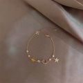 Korean Simple Star Moon Zircon Pearl Bracelet For Women Ladies Cute Elegant Exquisite Shiny Link Chain Bracelet Charm Jewelry. 