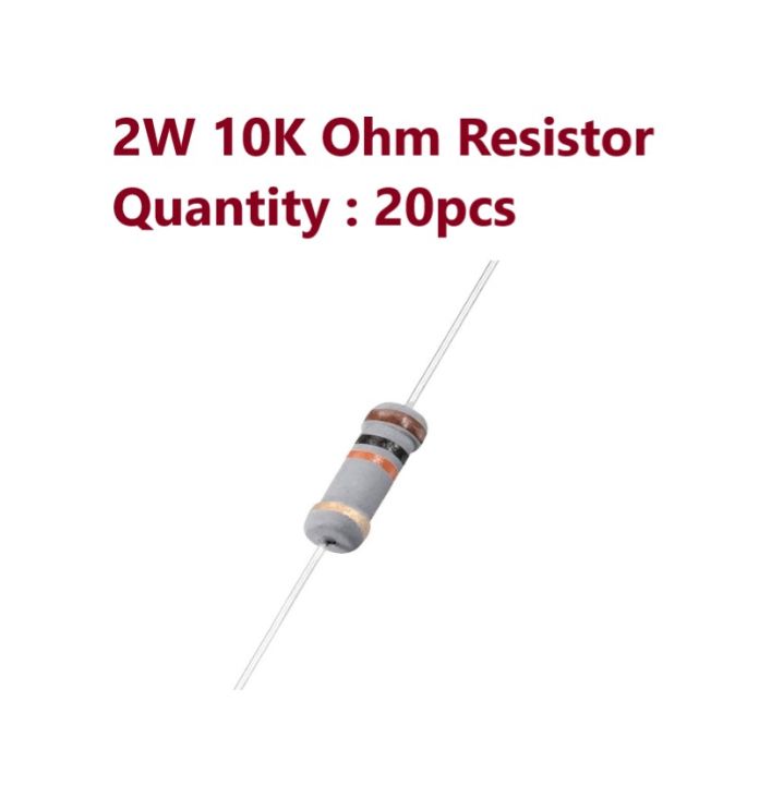 20 pcs of 2W 10K Ohm Carbon Film Resistor 20pcs