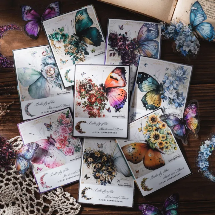 RHS Online 30PCS Butterfly of The Stars and Moon Series PET Stickers ...