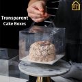 4 Sizes Transparent Cake Square Boxes / PET Paper Bottom Dissert Cake Case Packaging Box for Wedding Birthday Party Decor. 
