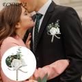Brooch Fashion Accessory Elegant Flower Shaped Groom Brooch for Wedding Suit Coat Buyers' Favorite Decorative Corsage Pin for Men's Attire Flower Shaped Bridegroom Brooch. 
